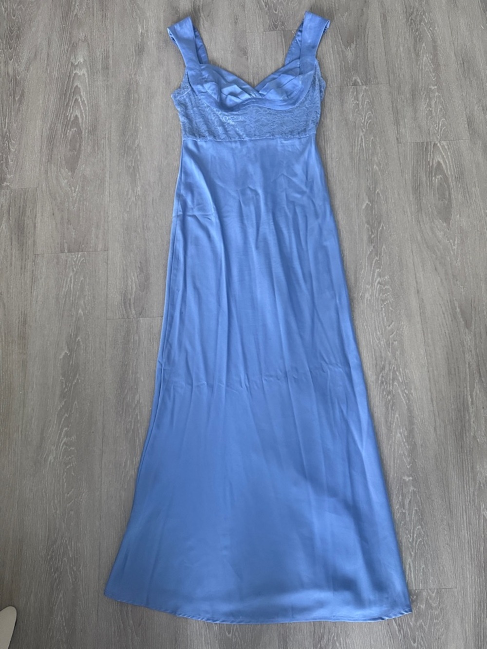 Blue Lace-Trim Maxi Dress - Women's Elegant Slip Dress